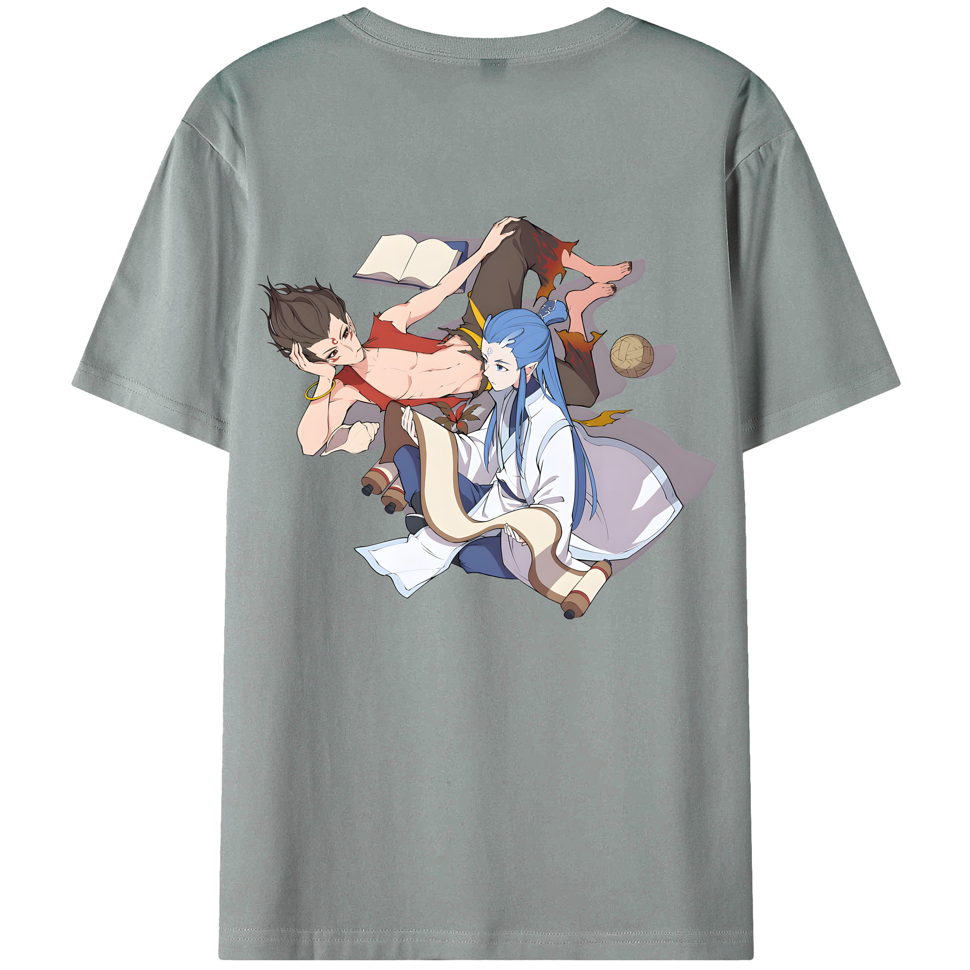 （画像用） Ne Zha 2 ナタ 魔童の大暴れ 綿100％ メンズ半袖Tシャツ（バックプリント） 通気性